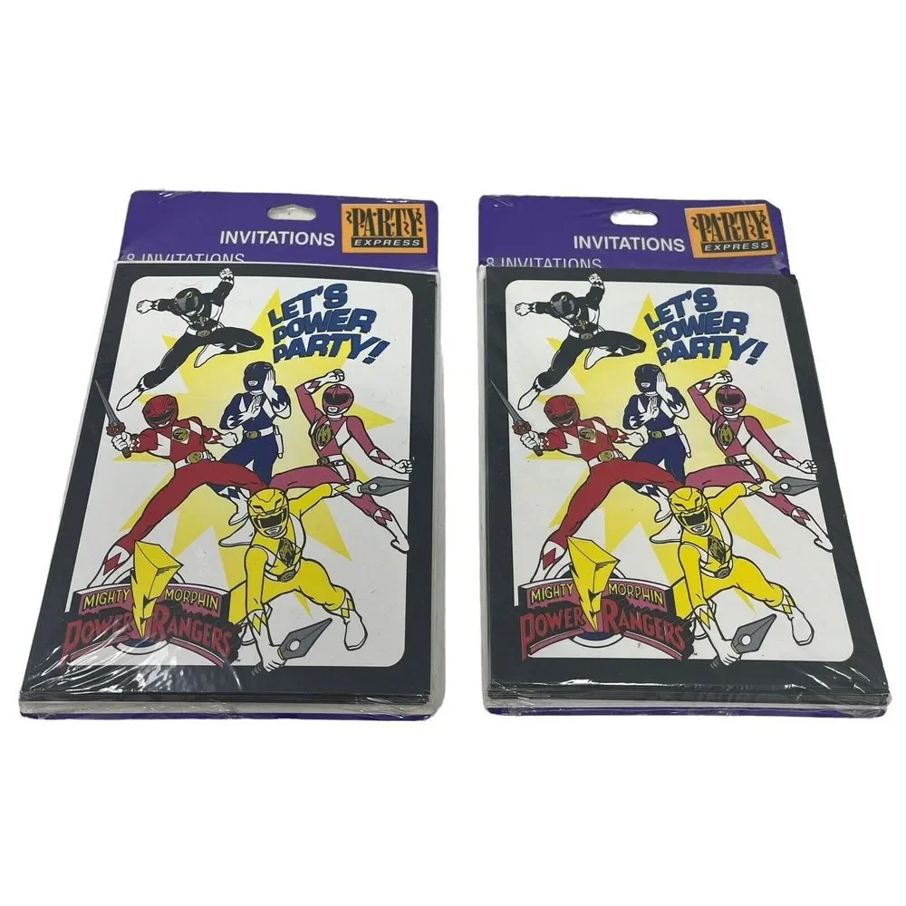 Vintage Mighty Morphin‎ Power Rangers Kids Party Invitations 8ct 1994 Set Of 2